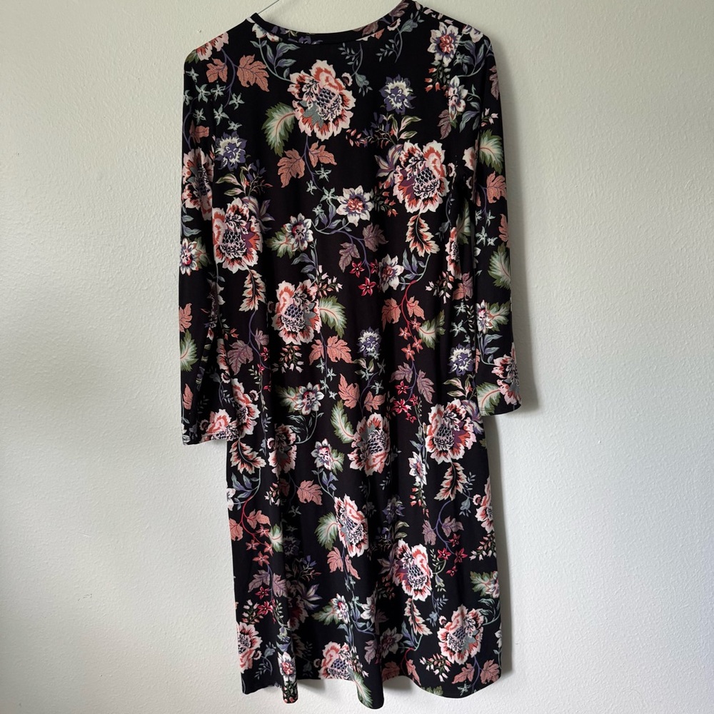 LARA Black Floral Midi Dress - Size Large $15 - Picture 6 of 6